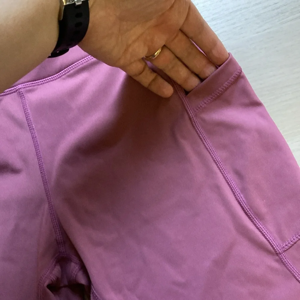 Pink High-Waist Bike Shorts with Stretchy Fabric, women’s size medium - Picture 2 of 8